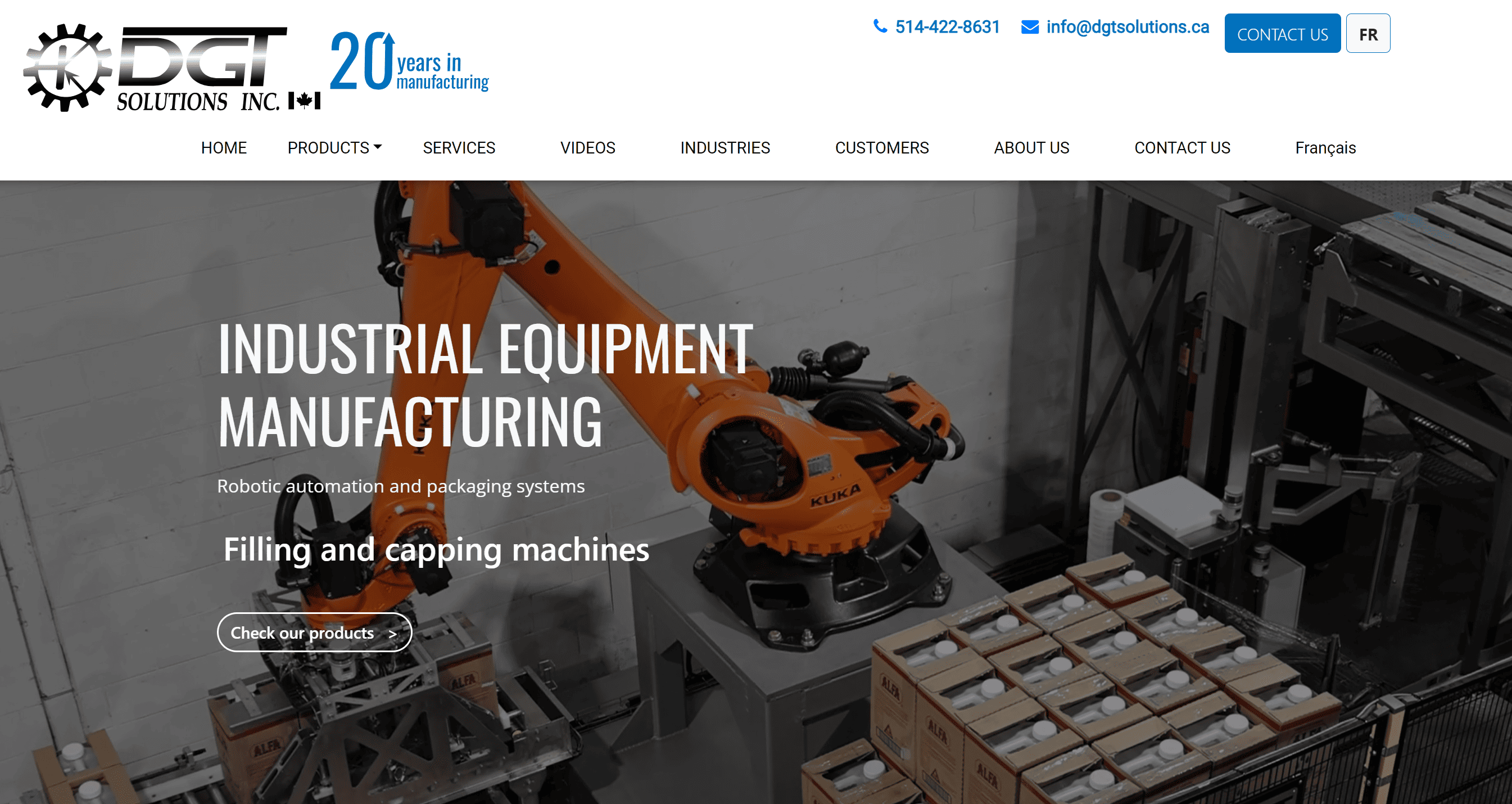 Website of automation equipment manufacturer